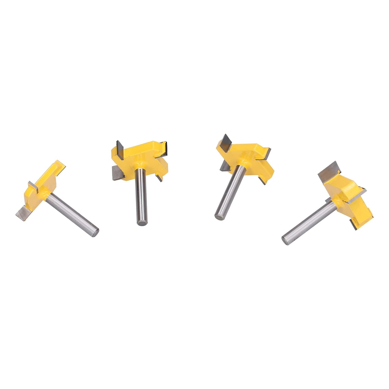 Surfacing Router Bit 1/4 Shank 4 Flute Tipped Slab Flattening CNC Woodworking Milling Cutter for Woodworking Projects Made of 45# Carbon Steel Includes 4 Bits