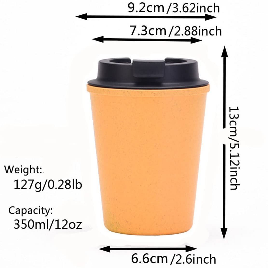 Ulalaza Portable Mini Wheat Straw Coffee Cup Carry Fashion Simple Car Wheat Fragrance Cup Milk Cup 350ML/12OZ