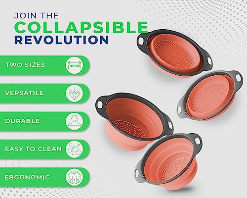 image for Ultimate Kitchen Strainers Set of 2 - Collapsible Silicone Colanders F