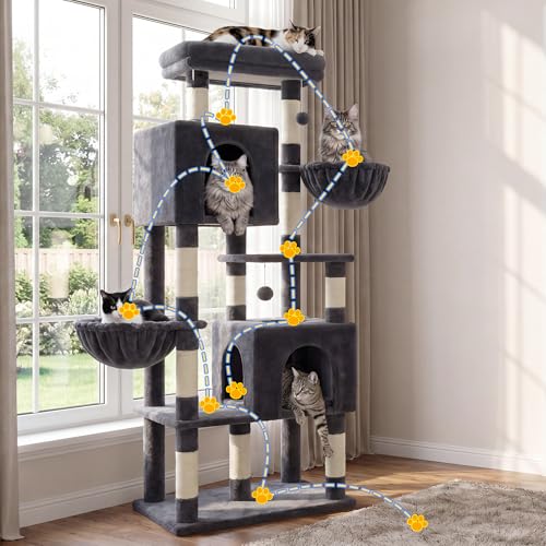 Image of Heybly 68.1 inch Cat Tree with Oversized Top Platform & Wide Base HCT059G