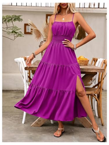 Image of BEAUDRM Women's Summer Maxi Dresses Boho Summer Wedding Guest Dress Beach Vacation Outfits Cruise Flowy Milkmaid Sundresses