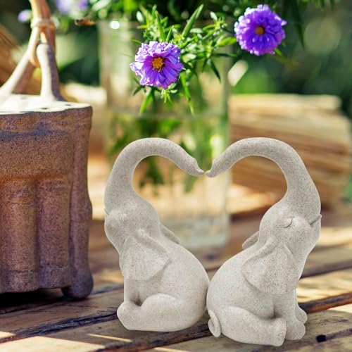 Figurine de couple d'éléphants statue déco maison et bureau