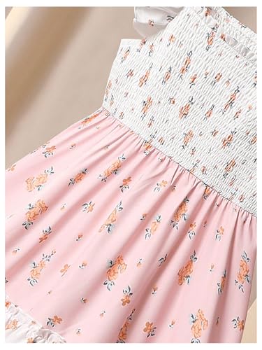 Girl's Ditsy Floral Tiered Ruffle Summer Dress Short Cap Sleeve Smocked A Line Flowy Dresses4
