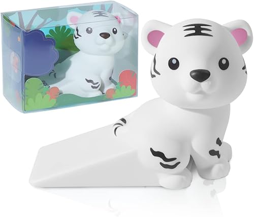 Topes decorativos de puerta de tigre, tope de puerta de silicona con forma de animal antideslizante, para el hogar y la oficina, con caja colorida