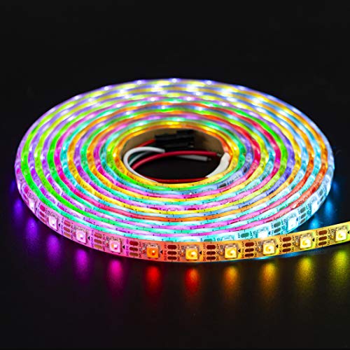 BTF-Lighting RGBW RGBWW Warm White SK6812 (Similar WS2812B) 16.4ft 5m 60leds/Pixels/m Individually Addressable Flexible 4 Color in 1 LED Dream Color LED Strip Waterproof IP65 DC5V