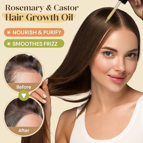 Bofuoos Rosemary & Castor Hair Growth Oil with Scalp Massager, 2 fl oz (Twin Pack) — view 6