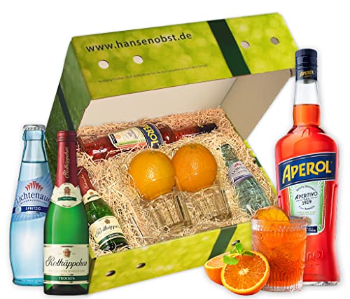 Hansen Obst - Geschenkbox 'Aperol Spritz-Cocktail' - Cocktail Mix Set - Präsentkorb Cocktail-Starter-Set - Geschenk Cocktail Liebhaber (Die Moderne)