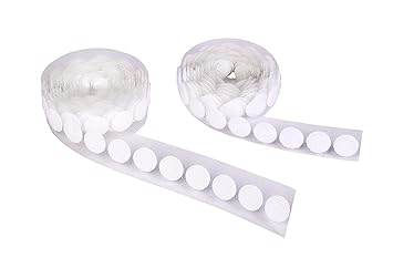 Creative Self Adhesive Hook and Loop Pair Dots of 13mm Diameter of Circle | White Color | 1 Meter Length | 60 Pair of Dots |