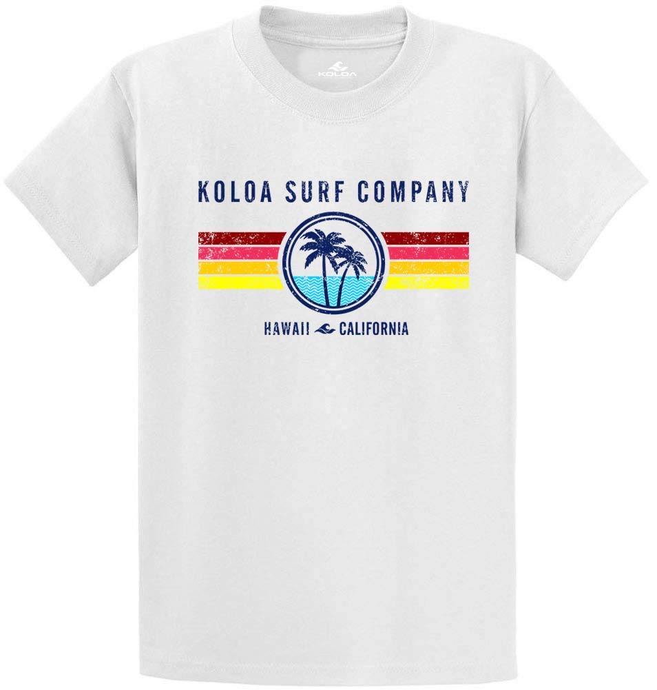 Koloa Surf Mens Seas and Stripes Logo Heavy Cotton Tees-M-White/c