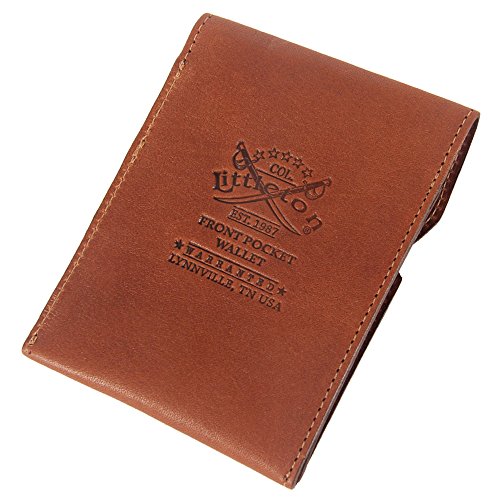 Col. Littleton Genuine Leather Front Pocket Wallet with Flap | USA Made |Brown2
