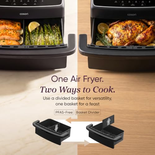 Image of Cosori TWINFRY 9 QT Double Air Fryer, Removable Divider, PFAS-Free Ceramic | Dual 4.5Qt & Full 9Qt, Two Ways to Cook, 6-in-1, Independent Cooking, Match&Sync, Dishwasher-Safe, Countertop Friendly