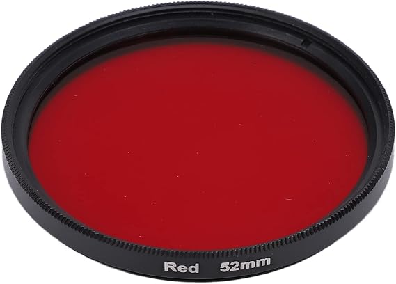 Threaded Camera Red Filter, Scratch Resistant Full Red Lens Filter Dustproof Multilayer CNC with Storage Box for Shooting (52mm)