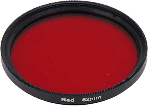 Threaded Camera Red Filter, Scratch Resistant Full Red Lens Filter Dustproof Multilayer CNC with Storage Box for Shooting (52mm)