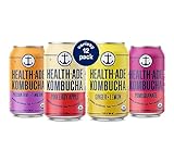 Health-Ade Canned Kombucha Tea Organic Drink, Fermented Tea with Living Probiotics, Detoxifying Acids, Supports Gut Health, Non-GMO, Vegan, Gluten Free, 12 Pack (11.5 Fl Oz Cans), Fab Four Variety Pack in Cans