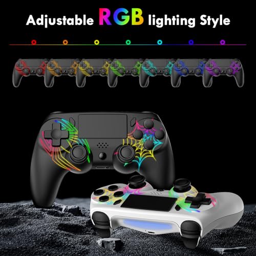 DEFNDR 2 Pack Wireless Controller for PS4 - Controller fit for PlayStation 4/Pro/Slim/PC, Spider Pattern Design, 1000mAh Battery, Adjustable RGB, Double shock, 6-Axis Gyro, Built-in Speaker - Image 3