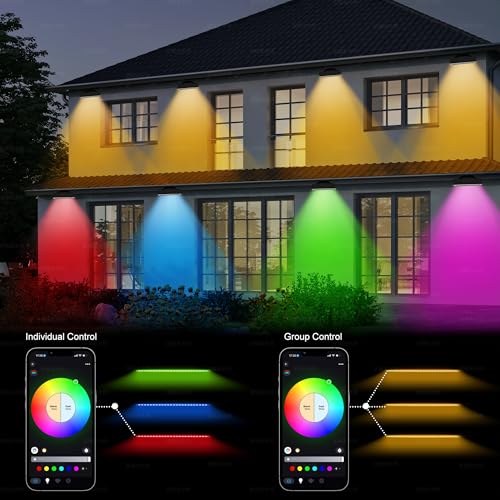 Image of Smart Flood Lights Outdoor Color Changing, 360W RGBCW Wall Washer, WiFi App & RF Remote, 2700K-6500K Tunable White, Voice Control, IP65 Waterproof, Music Sync, Timer