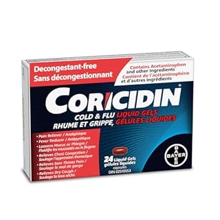 Coricidin II Decongestant Free Cough and Cold Medicine - Cough, cold and flu medicine for adults – Effective Symptom Relief From Sore Throat, Cough, Chest Congestion, Fever, and Headaches, 24 Liquid Gels