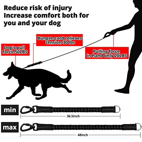 Dog Leash - 3/4/5/6/10/15/20/30/50/100/150Ft Heavy Duty Leash With Swivel Lockable Hook And,Reflective Threads Bungee Dog Leash Comfortable Padded Handle For Walking For Small Medium Large Dog… #TOP1