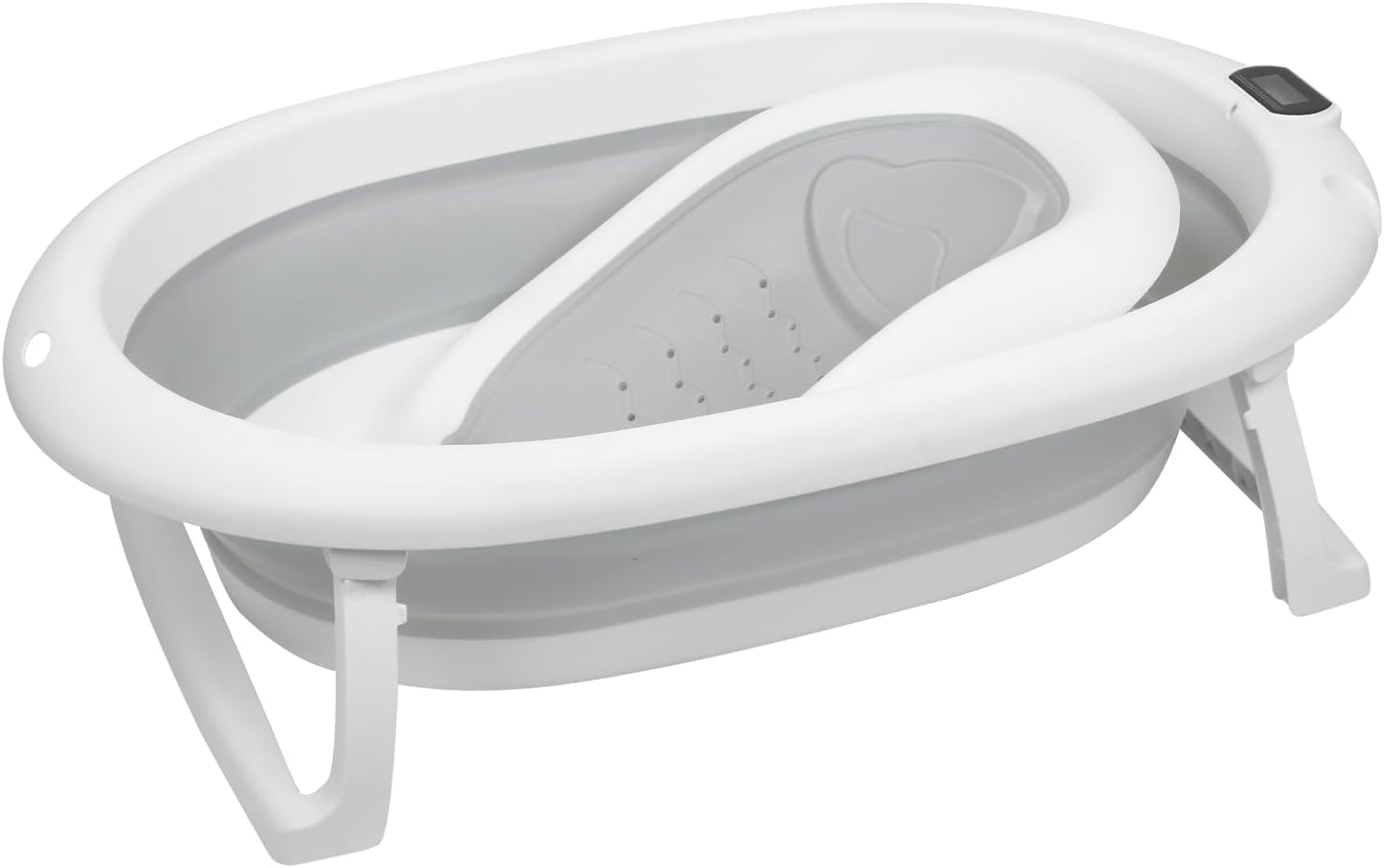 Vasca da bagno pieghevole con supporto in acciaio per neonati con termometro e tubo di scarico–Cuscino ergonomico neonato– guadagno di spazio piccolo bagno– 0-3 anni ((Style 1) 85 * 47 * 85cm-grey)