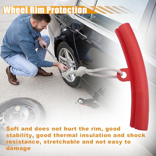Image of LAINLOY 5PCS Car Tire Changing Rim Protector, Tire Changer Guard Edge Savers, Fixing Tire Rim Protective Cover for Wheel Scratch Prevention, Car Accessories for Motorcycle SUV (Red)
