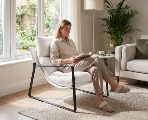 chairus Loungesessel Chenille Armlehnen Gepolstert Modern Beige