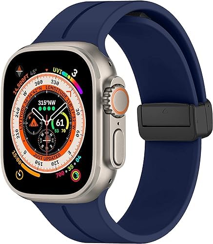 Image of Soft Silicone Sport Band Compatible with Apple Watch Ultra 49mm 45mm 44mm 42mm Magnetic Clasp Adjustable Strap For iWatch Series 10 9 8 7 6 5 4 3 2 1 SE Ultra 2nd gen (Only Strap, No Watch)