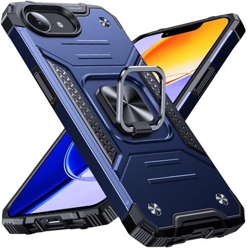 Image of Anqrp Heavy Duty Case for iPhone 17e /16e Case with Enhanced Ring Holder Grip Stand, Military Grade Shockproof Rugged Drop Protective Silicone Hard Slim iPhone 17e /16e Phone Case Cover,Vivid Blue