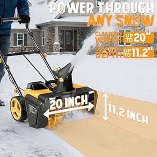 PPOLB Cordless Snow Blower - 20" Electric Snow Shovel with Brushless Motor, Dual LED Lights, 2x20V 4.0Ah Batteries Powered, Dual Fast Chargers Included, 180° Rotating Chute Snow Machine for Outdoors