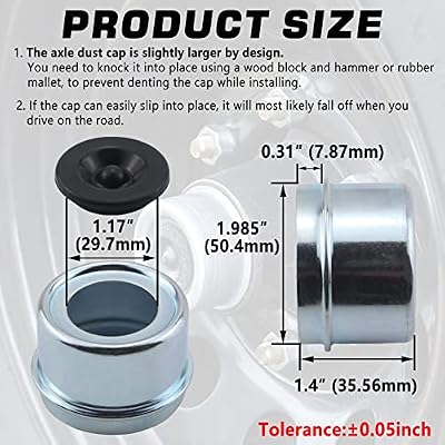 2pcs 1.98'' Trailer Hub Dust Caps, Trailer Spindle Bearing Dust Cap Cup Grease Cover Caps & Extra Rubber Plugs for 2000 to 3500 lb Boat Trailer Dexter EZ Lube Trailer Camper RV Axle