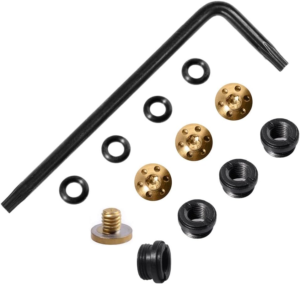Cool Hand 1911 Grip Screws & Bushings for 1911 Full Size, Compact/Officer Pistol Grips, 0.16''Slim /0.28''Standard Size, T10 Torx Key, 4 O Rings, Stainless Steel Black/Gold/Silver Screws