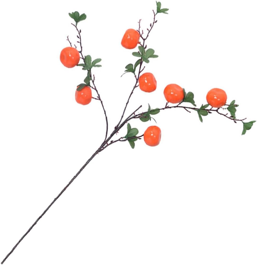 Artificial Orange Branch Ornaments 7-Head Simulation Fruit Decor Lifelike Fake Orange for Living Room New Year Home Decoration
