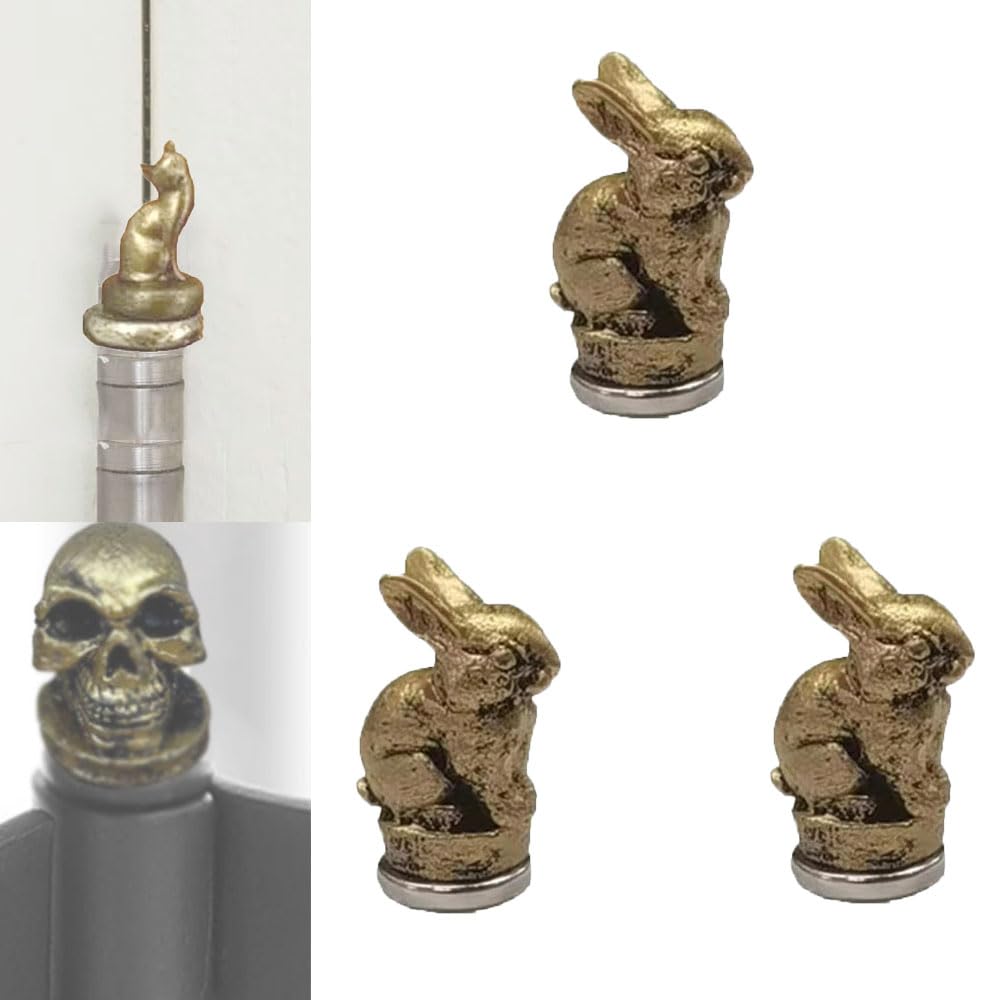 Qingzhuo Rabbit Hinge Head Home Decoration, Vintage Animal Door Hinge Heads Decorative Topper, Cat Hinge Caps, Bronzed Animal Hinge Head, Magnet Door Hinge Pin Topper Set Of 3 (Rabbit)