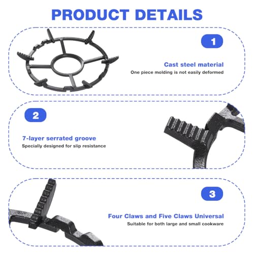 Image of Supvox Burner Stand, 10'' Cast Iron Stir Fry Pan Rack Gas Stove Stand, Fire Gathering Circular Cooking Stove Pot, Compatible with Pot /Pan Sizes Saucepans