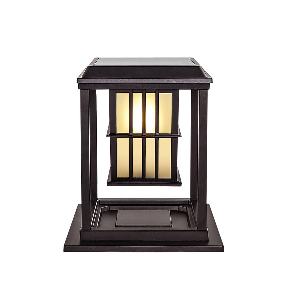 Lampe solaire de style ferme en métal et verre, luminaire haut de gamme pour clôture extérieure