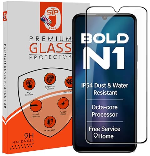 Image of STP FEEL Premium HD+ Tempered Glass Screen Protector Guard Compatible For Lava Bold N1 5G (6.75 Inch, Pack of 1) | Edge to Edge Coverage With Easy to installation kit for Smartphone
