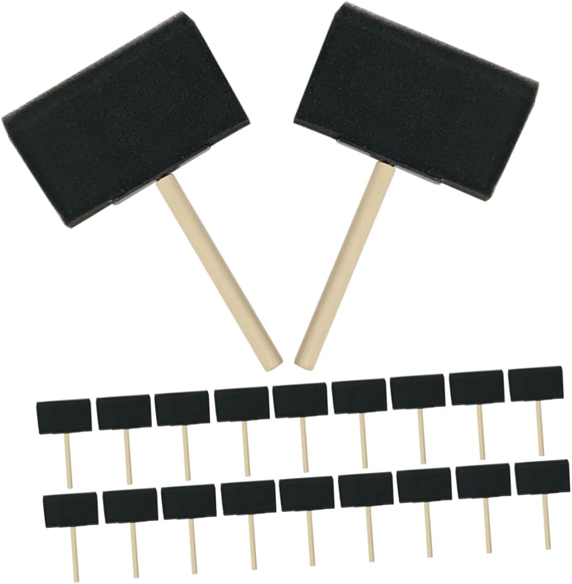 25pcs Black Foam Paint Brushes 4 Inch Wood Handle Sponge Applicator Brushes for Painting, Acrylic, Tempera, and Craft Projects
