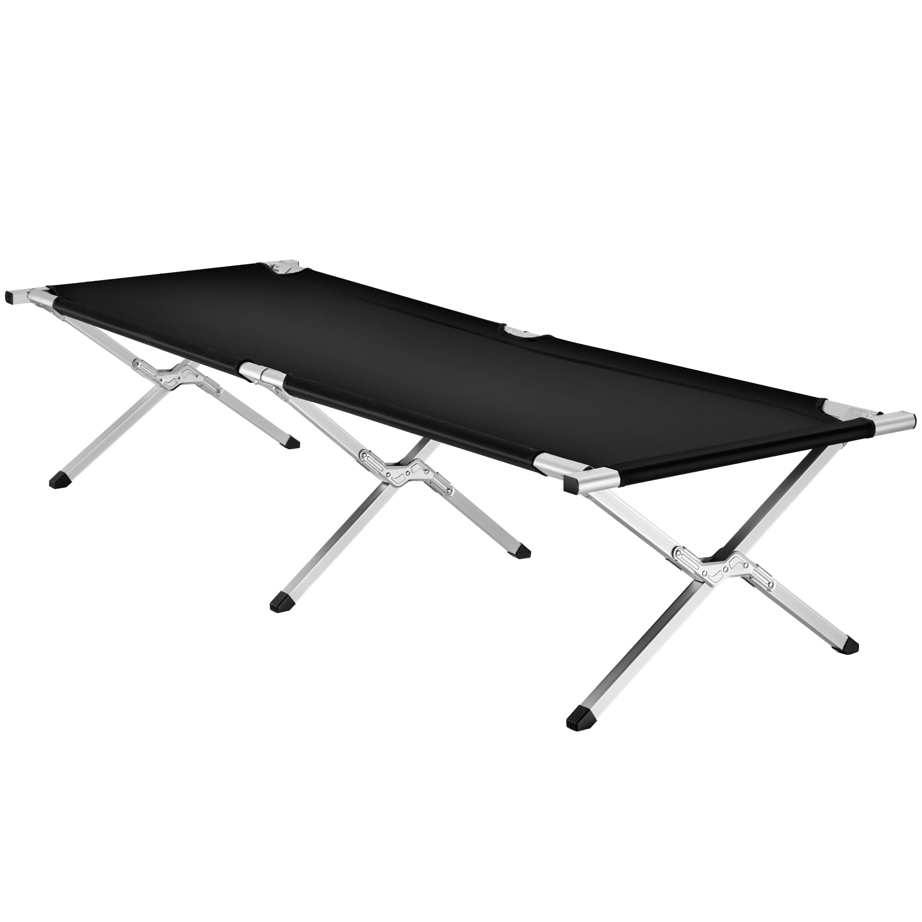 tectake® Cama Plegable con Estructura de Aluminio, Ideal para Acampada y Playa, Tumbona Plegable con Colchoneta, Ligera y Estable, Incluye Bolsa de Transporte, Accesorios Camping - Set de 1 Negro