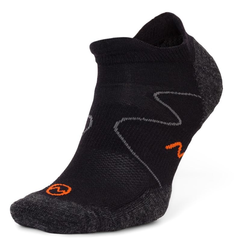 Moggans Ultralight Merino No Show Socks, 60% Mulesing-Free Merino Wool - Black (UK, Alpha, S, Regular, Regular, Black)