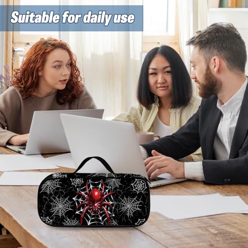 Image of Spider Pencil Case, Red Spider Pen Bag For School, Cobweb Pencil Case For Kids Girls Boys, Large Capacity Desk Organizer School, Red Pen Box Birthday Gifts