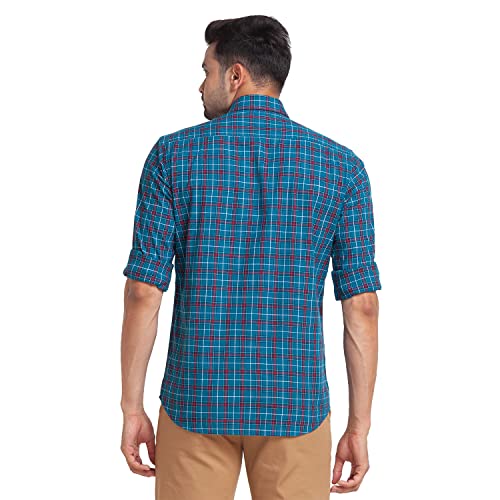 Image of Colorplus Red Checks Tailored Fit Casual Shirts for Men