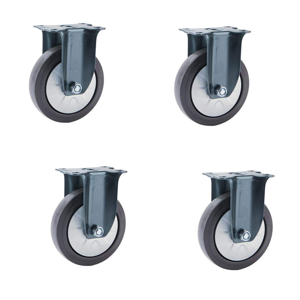 Lenkrollen Möbelrollen 4er-Set mit doppelter Sicherheitsverriegelung, geräuschloses Rad, königsblaue Rostschutzbeschichtung, mit oberer Platte und robustem Lager(Fixed,4in/100mm)