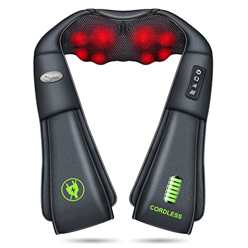Cotsoco Cordless Shiatsu Neck And Shoulder Massager With Heat,Portable Massagers For Neck And Back,3D Deep Tissue Kneading Back Massager For Muscle Pain Relief,Perfect Gifts For Women And Men #TOP4