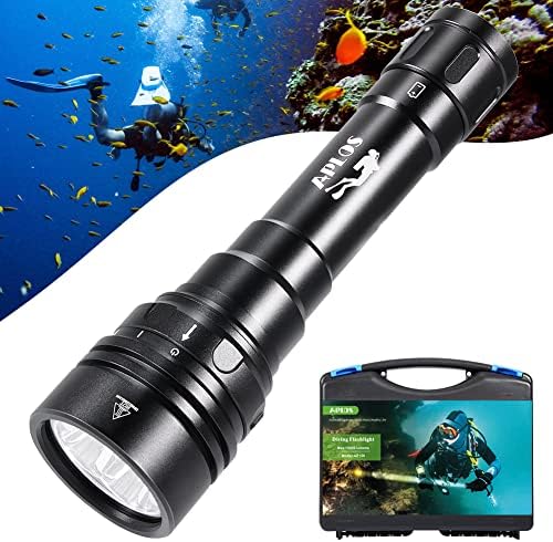 APLOS AP01 Dive Torch, 1050 Lumen Scuba Dive Light with Battery Level Indicator IPX8 Waterproof Underwater 100m 328ft Professional Submersible Light with Rechargeable Batteries and Charger