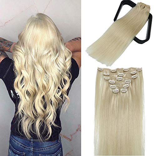 Human Hair Extensions Platium Blonde 8A Grade Brazilian Human Hair Extension 100% Human Silky Straight Hair For Fashion Women (#60 20inch 70g)