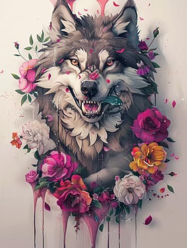 Cadeau DIY peinture diamant loup kit broderie complet pour anniversaire