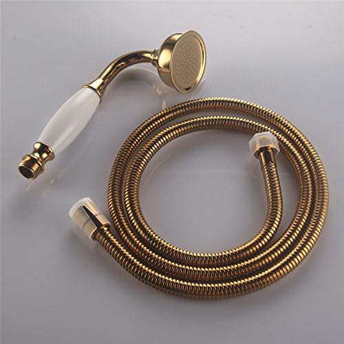 Shile Traditional Brass Ceramics Telephone Handheld Shower Head with 1.5 Meter Hose for Bathroom Gold Finish