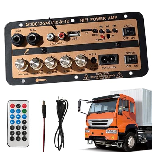 Tablero de amplificador de automóviles, placa de amplificador de alta potencia,Módulo de AMP de AUMP de audio estéreo digital de 12V y 24V | Tablero de altavoces inalámbrico con control remoto, kit el