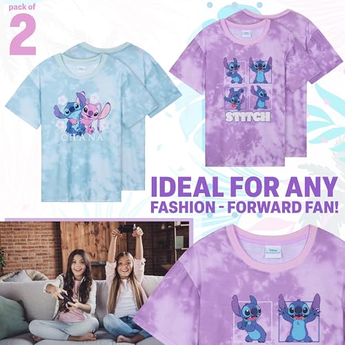 Disney Lilo and Stitch Shirt 2 Pack, Short Sleeve Girls Shirts, Angel and Stitch Tshirt for Summer, Cute Girls T Shirts2