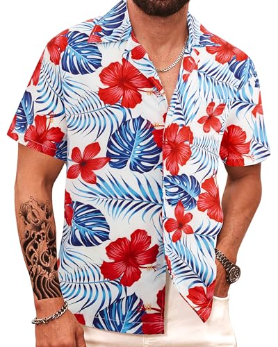 APTRO Men's Hawaiian Shirt Button Down Summer Beach Tropical Shirt #082 XL