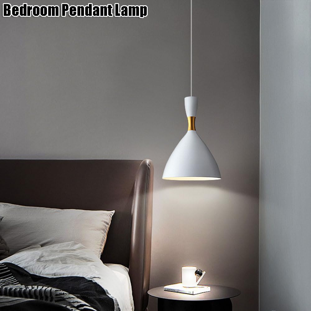 Base Single Head Chandelier, Personalized Iron Pendant Lamp Shade, Ceiling Lighting Fixtures, Living Room Bedroom Balcony Decoration Hanging Light(White)